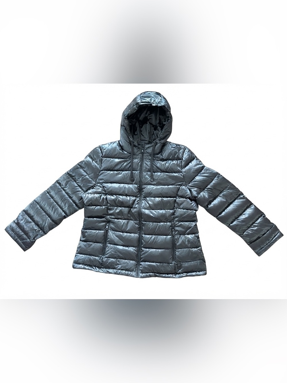 Andrew Marc Packable Lightweight Down Hooded Puffer Jacket XXL Metallic